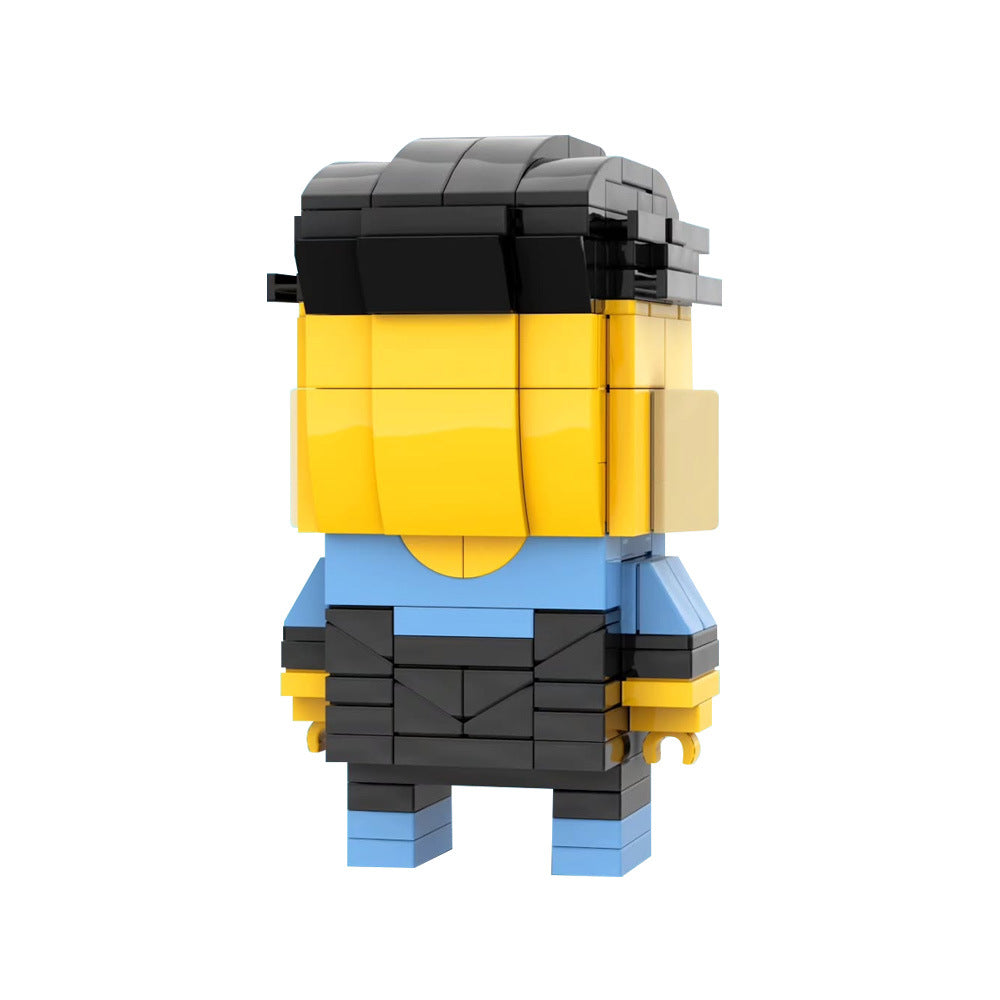 Indestructible Hero Brickheadz MOC Building Kit | Yellow & Blue Suit Warrior 7