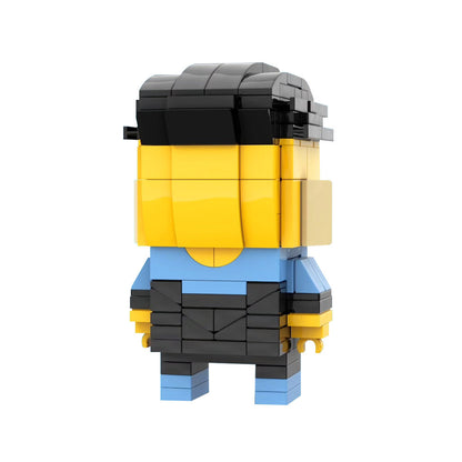 Indestructible Hero Brickheadz MOC Building Kit | Yellow & Blue Suit Warrior 7
