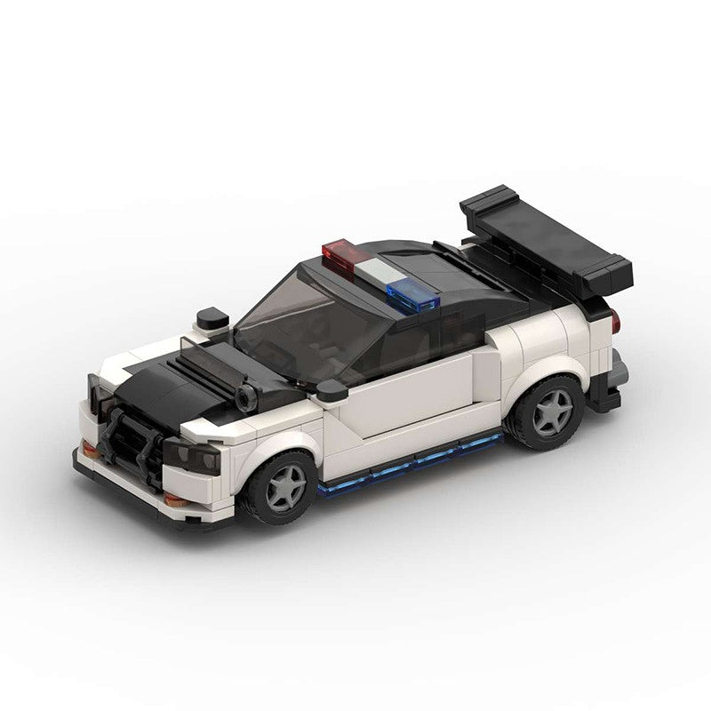 Japanese JDM Tuner R34 Skyline-Style Police Pursuit Car Building Kit | LEGO-Compatible MOC - 1