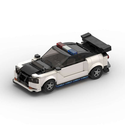 Japanese JDM Tuner R34 Skyline-Style Police Pursuit Car Building Kit | LEGO-Compatible MOC - 1