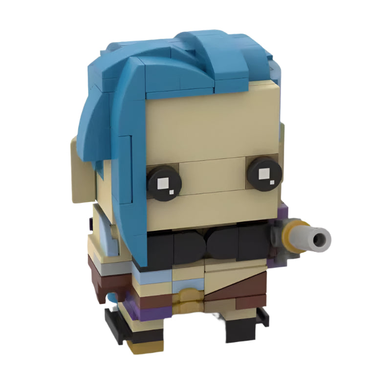 jinx brickheadz building set | league of legends moc | lego-compatible - 1