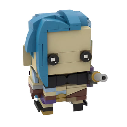 jinx brickheadz building set | league of legends moc | lego-compatible - 1