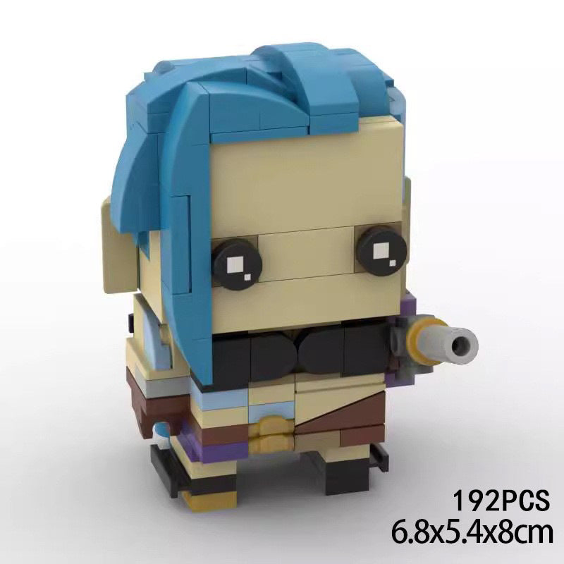 jinx brickheadz building set | league of legends moc | lego-compatible - 2