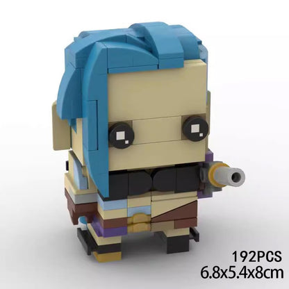jinx brickheadz building set | league of legends moc | lego-compatible - 2