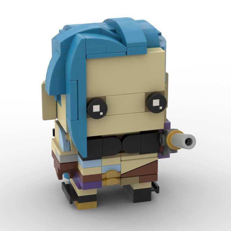jinx brickheadz building set | league of legends moc | lego-compatible - 3