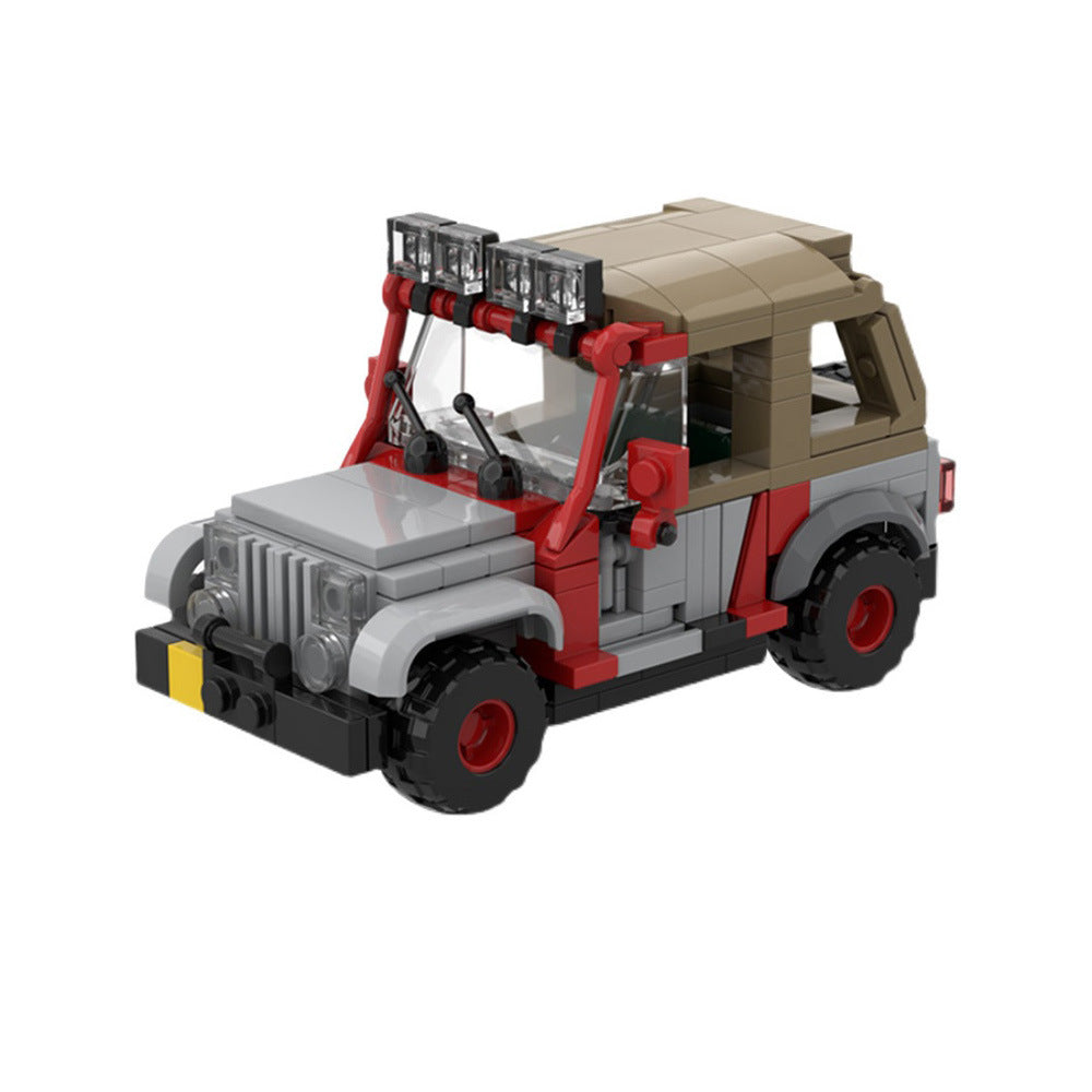 jurassic park staff jeep with soft top building set | moc-48461 - 1