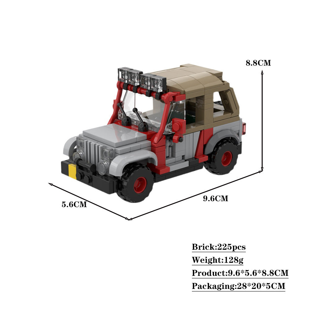 jurassic park staff jeep with soft top building set | moc-48461 - 2
