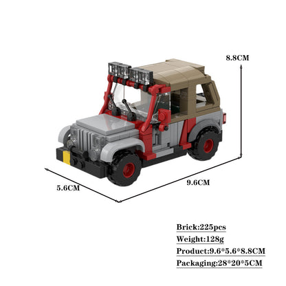 jurassic park staff jeep with soft top building set | moc-48461 - 2