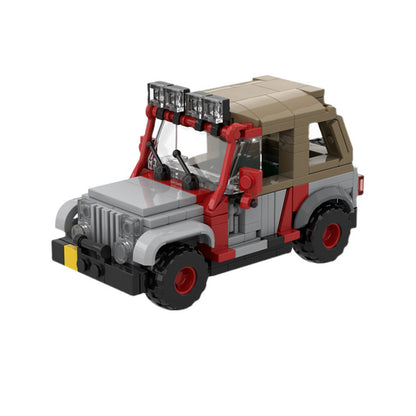 jurassic park staff jeep with soft top building set | moc-48461 - 3