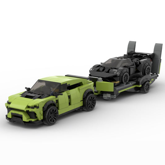 lamborghini urus and trailer for huracan building set | moc-39112 - 1