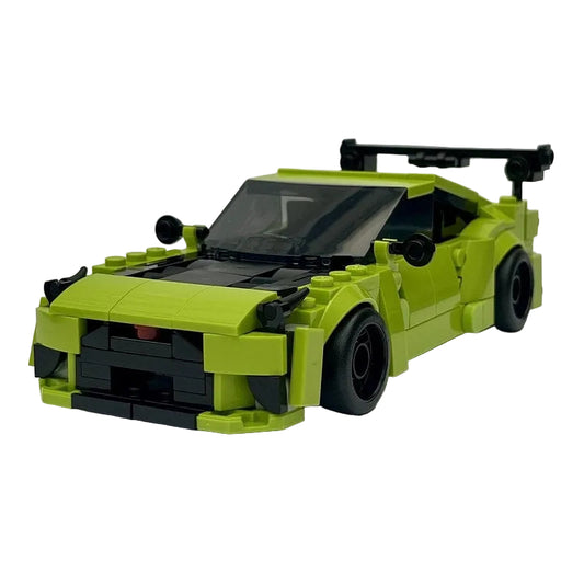 Lime Green R35 Widebody Track Sports Car With Rear Wing MOC Building Kit - 1