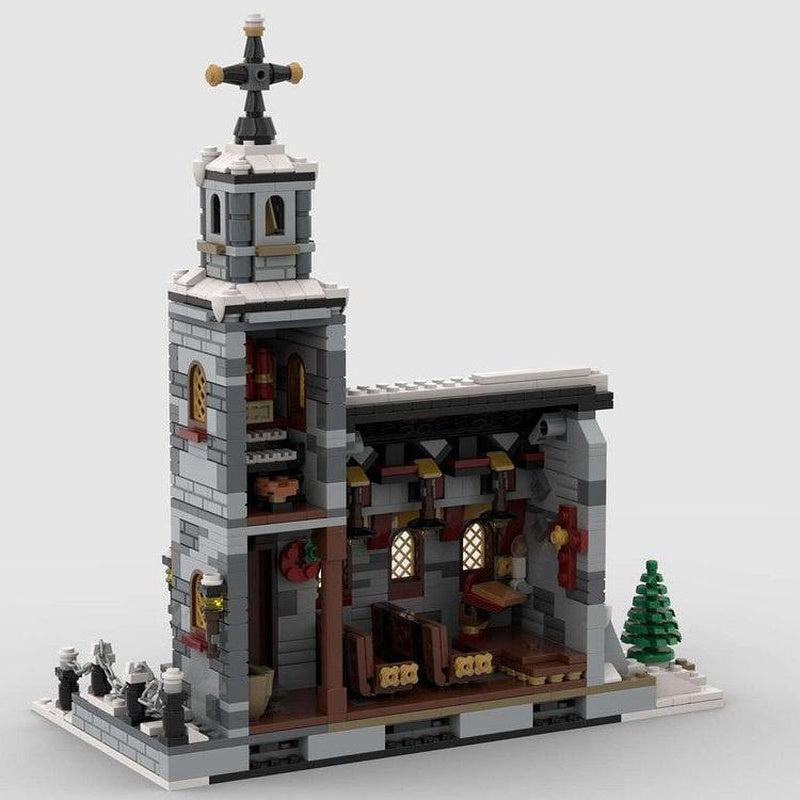 Little Winter Church MOC Building Kit | Snowy Village Architecture - 4