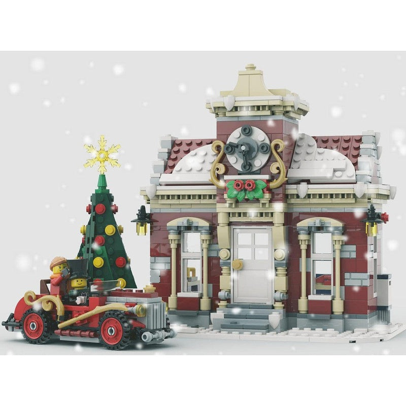 Little Winter Town Hall MOC Building Kit | Snowy Village Architecture - 4