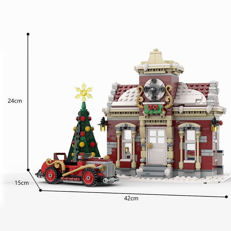 Little Winter Town Hall MOC Building Kit | Snowy Village Architecture - 6