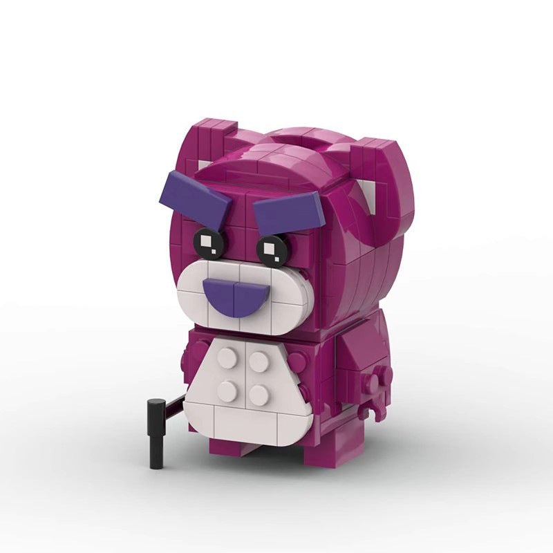 lotso the strawberry bear brickheadz moc | toy story | lego-compatible - 1
