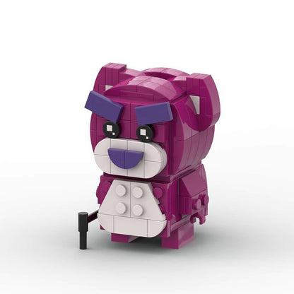lotso the strawberry bear brickheadz moc | toy story | lego-compatible - 1