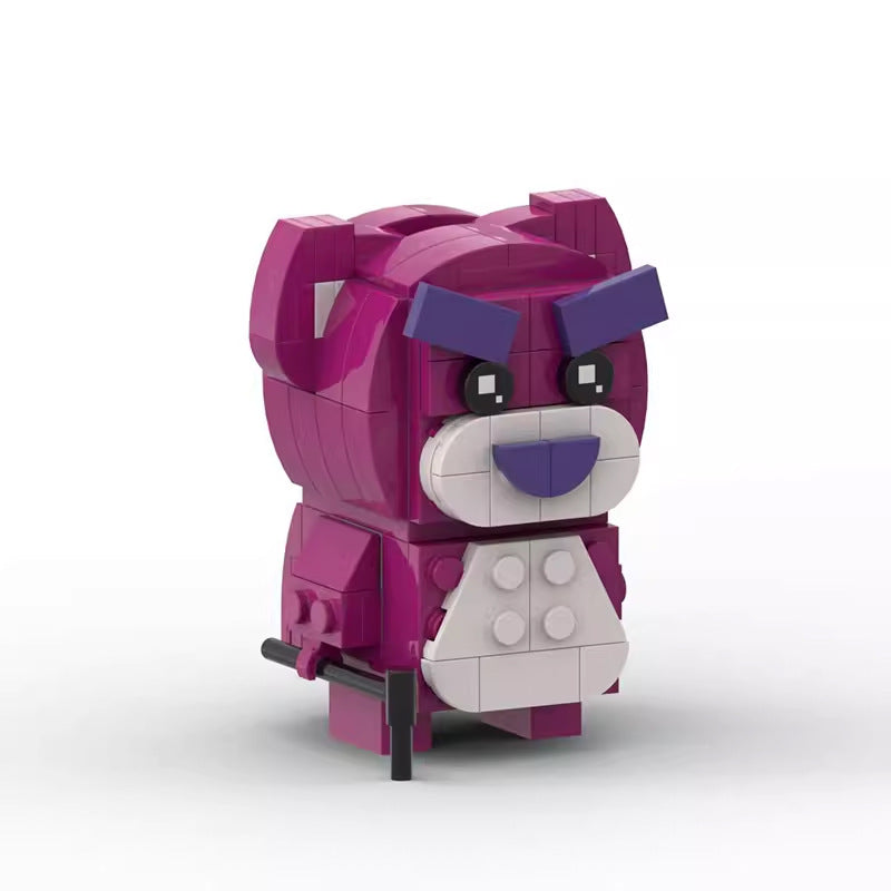 lotso the strawberry bear brickheadz moc | toy story | lego-compatible - 3