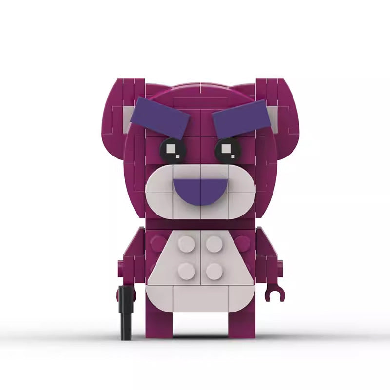 lotso the strawberry bear brickheadz moc | toy story | lego-compatible - 4