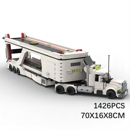 lt 3 car transport big rig truck building set | moc-50003 - 5