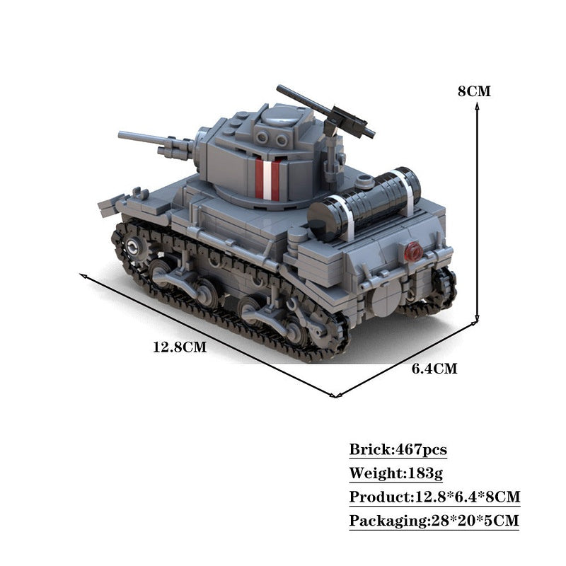 M3A1 Stuart Tank MOC Building Kit | WWII Light Tank Model - 4