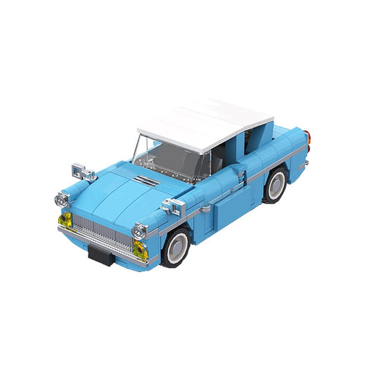 Magical Flying Sedan MOC Building Kit | Blue White-Roof Classic Car - 1
