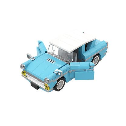 Magical Flying Sedan MOC Building Kit | Blue White-Roof Classic Car - 2