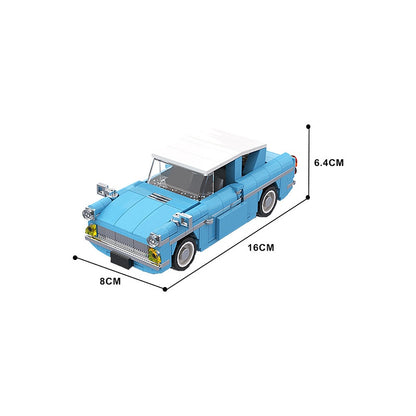 Magical Flying Sedan MOC Building Kit | Blue White-Roof Classic Car - 3