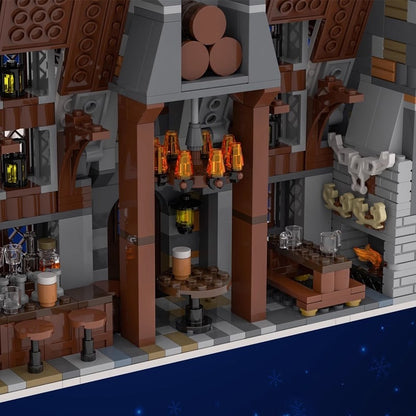 Magical Wizard Village Inn Cozy Winter Tavern Building Kit | Compatible MOC - 2
