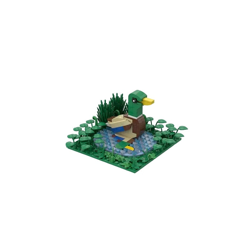 Mallard Reflecting Water MOC Bird Building Kit Display Model - 1