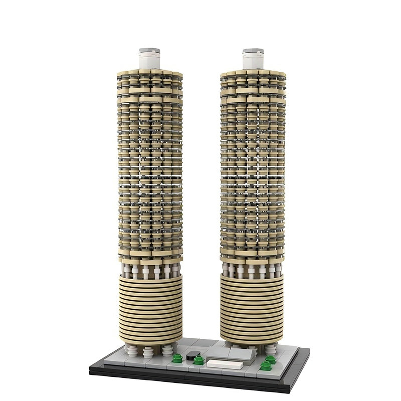 Marina City Chicago 1:800 Scale Skyscraper Building Kit | LEGO-Compatible MOC - 1