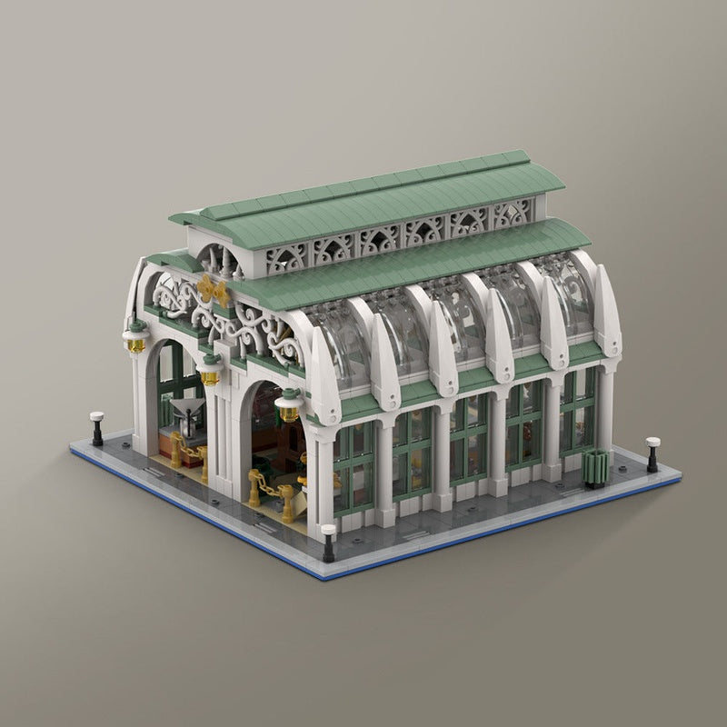 Market Hall MOC Building Kit | Medieval Town Architecture Display Model - 5