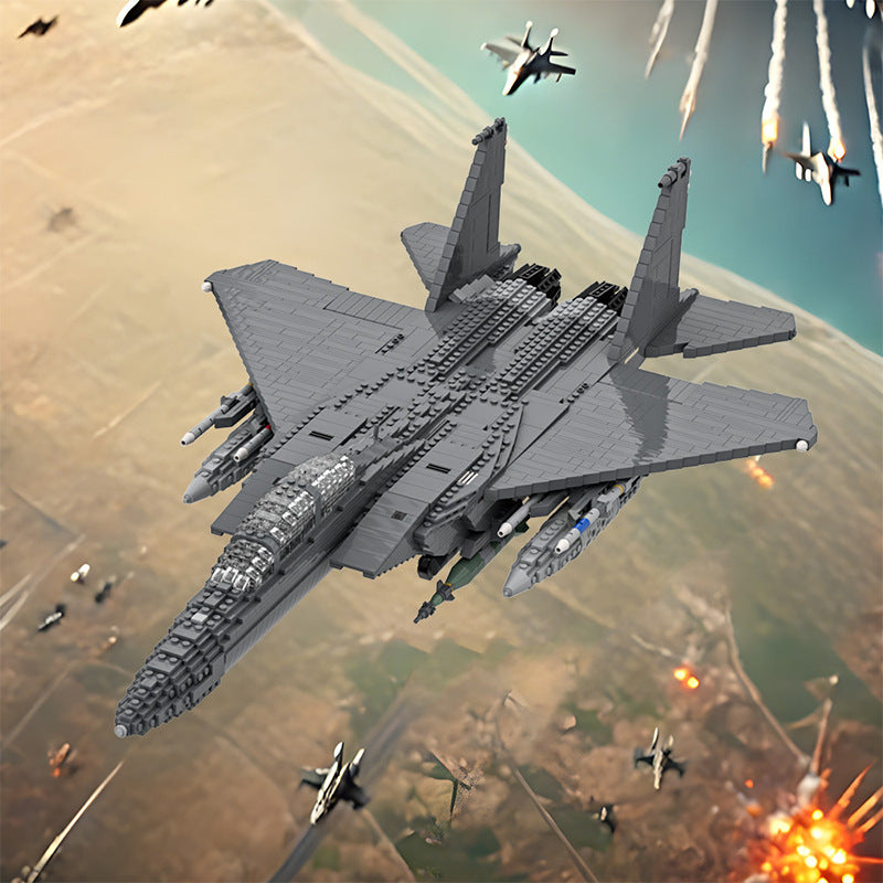 mcdonnell douglas f-15 eagle jet building set | lego-compatible - 1