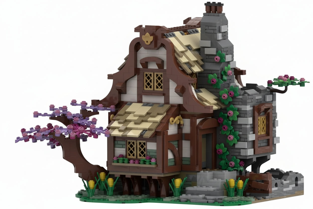 medieval farm house building kit | lego compatible moc - 1