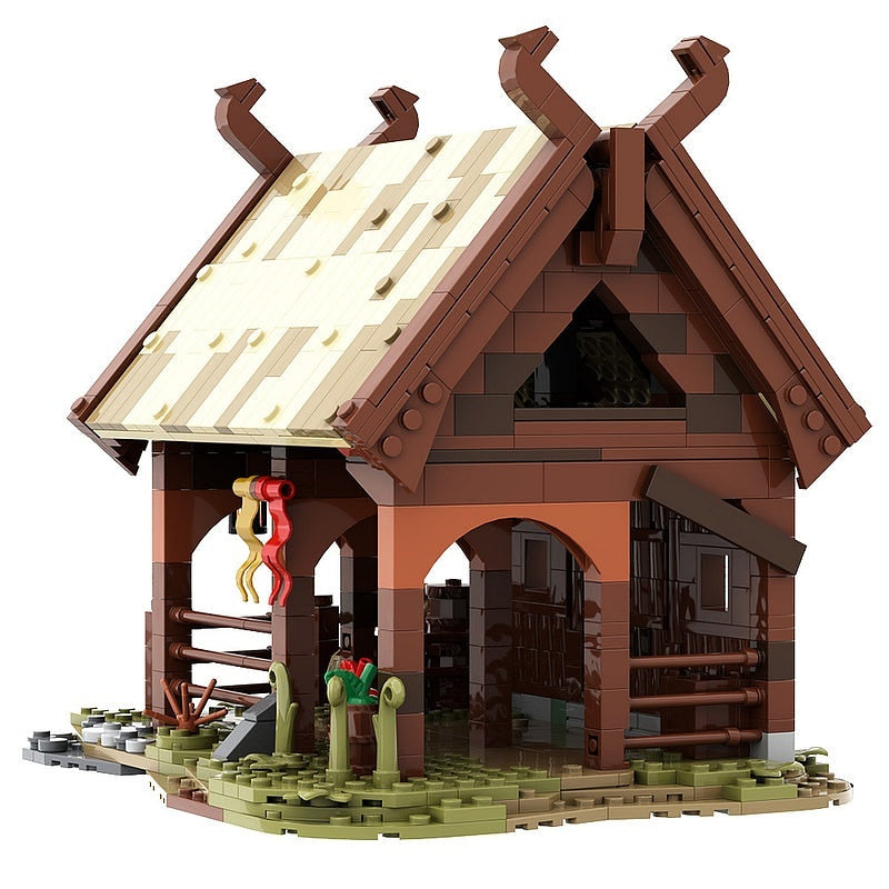 Medieval Horse Clan Stable MOC Building Kit | Historic Village Architecture - 2