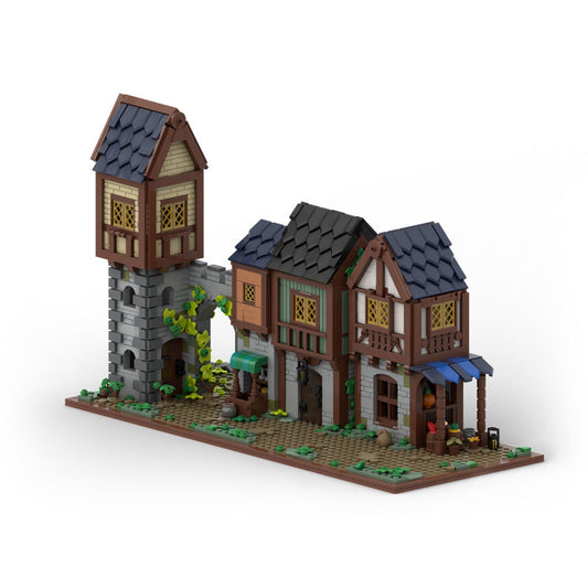Medieval Market Street Building Kit | LEGO-Compatible MOC - 1