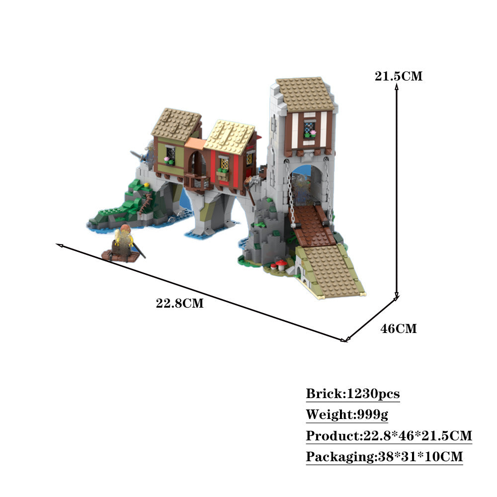 medieval merchant's bridge building set | expansion for set 10305 | moc-192417 - 4