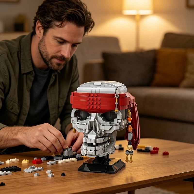 Medieval Pirate Skull MOC Building Kit | Nautical Skeleton Display Model - 2
