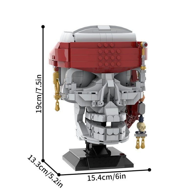 Medieval Pirate Skull MOC Building Kit | Nautical Skeleton Display Model - 3