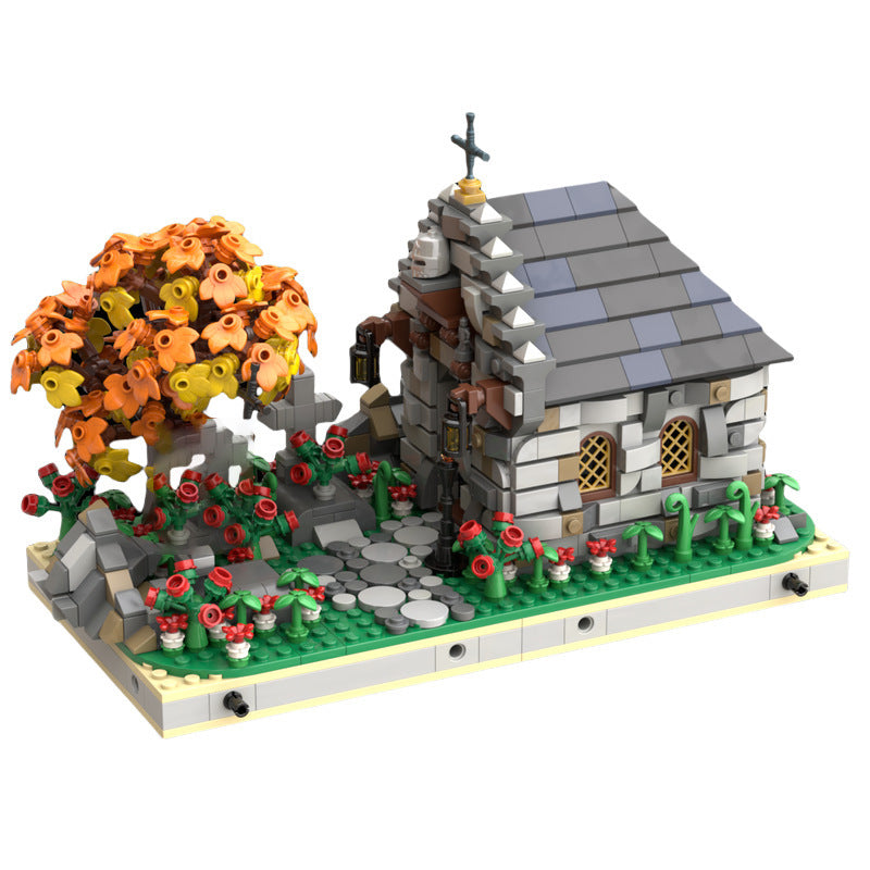 medieval small cemetery with a tomb building set | moc-89854 - 1