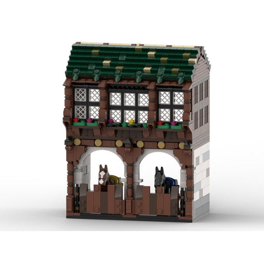 Medieval Stables MOC Building Kit | Historic Village Architecture Model - 1