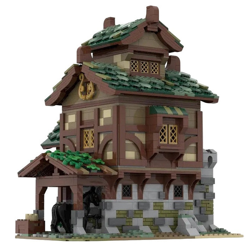 Medieval Stables MOC Building Kit | Historic Village Architecture Model - 7