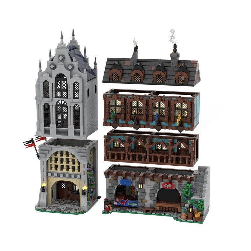 Medieval Town Square MOC Building Kit | Historic Village Architecture Model - 4