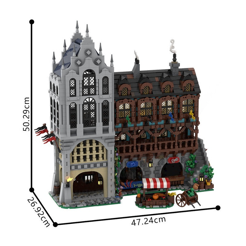 Medieval Town Square MOC Building Kit | Historic Village Architecture Model - 5