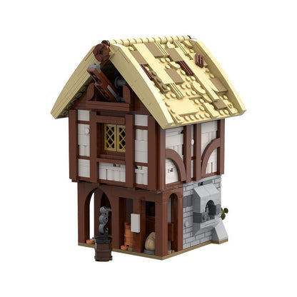 Medieval Warehouse MOC Building Kit | Historic Village Storage House - 1