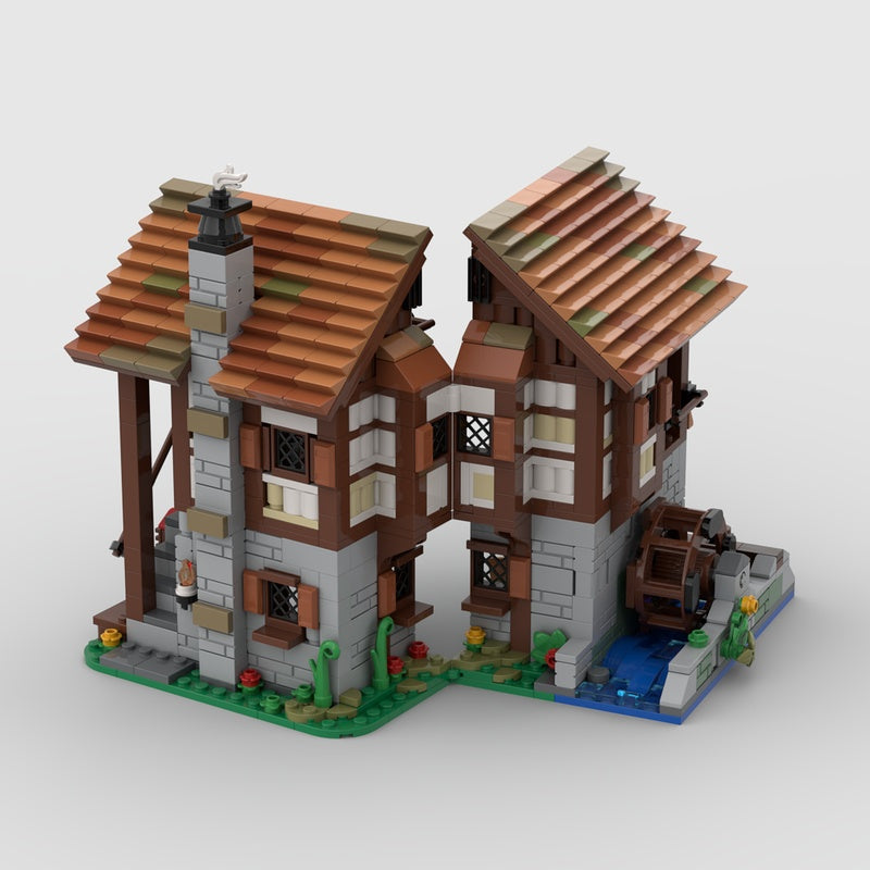 Medieval Water Mill MOC Village Architecture Building Kit - 4
