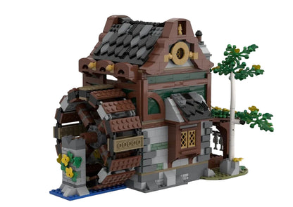 medieval watermill building kit | lego compatible moc - 3