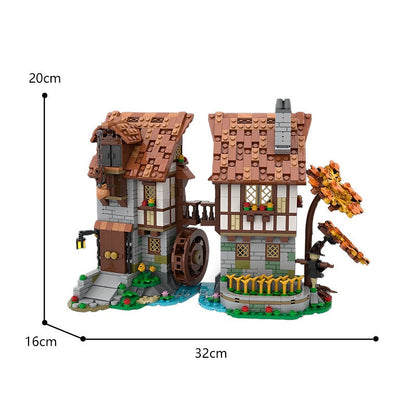 Medieval Watermill MOC Building Kit | Historic Village Architecture - 3
