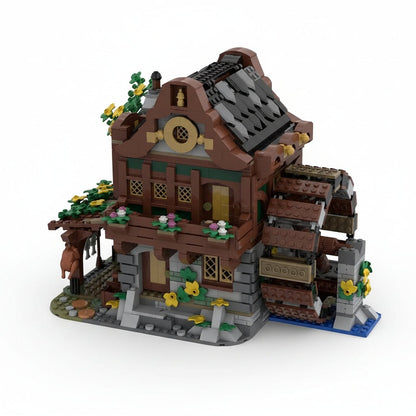 Medieval Watermill MOC Building Kit | Historic Village Architecture - 4
