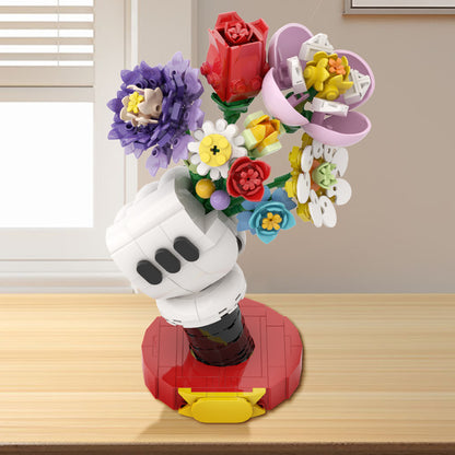 mickey dual-head rose bouquet building set | lego compatible - 1
