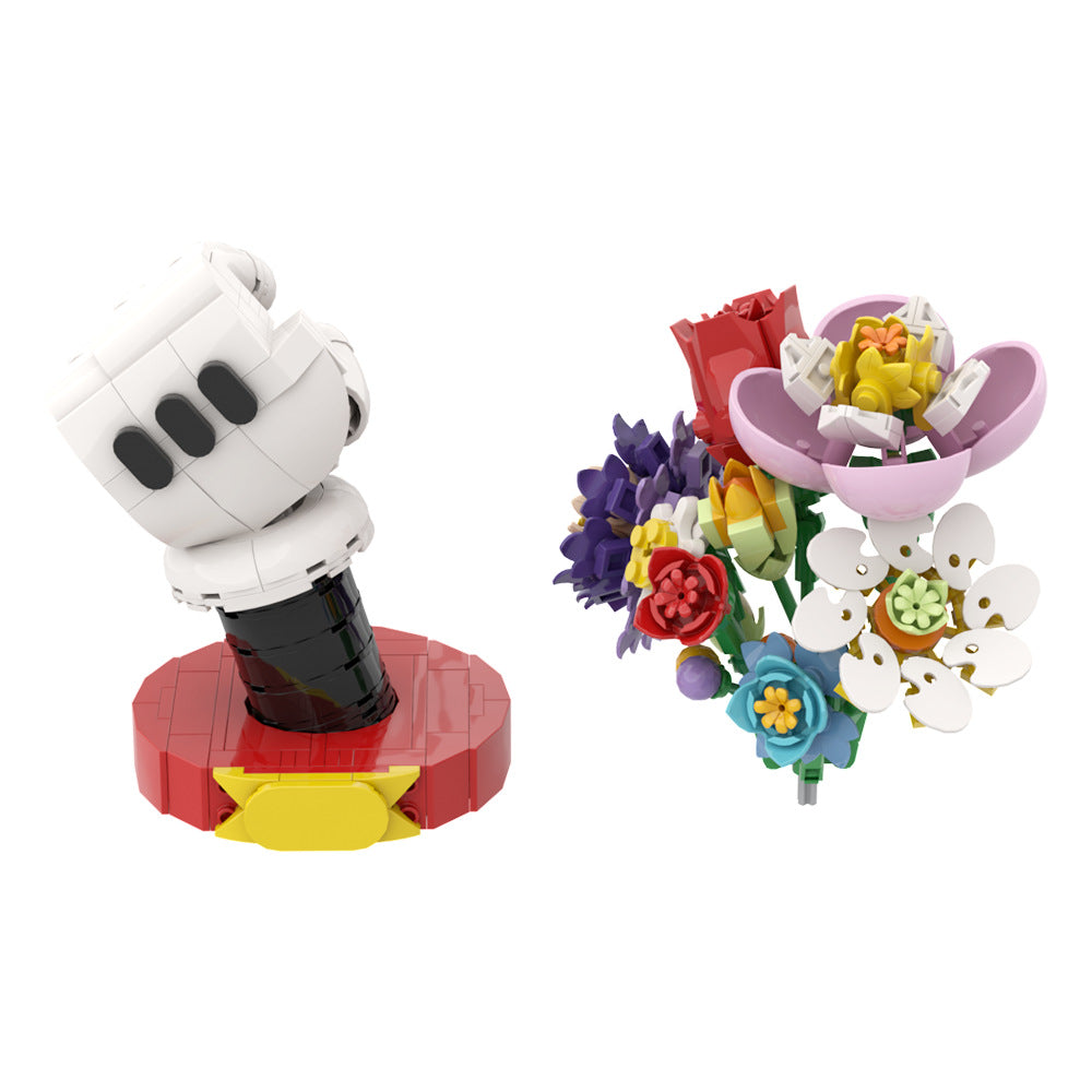 mickey dual-head rose bouquet building set | lego compatible - 2
